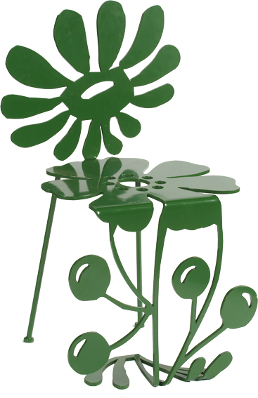 chaise fleur verte métal