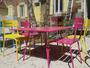 Table et chaises métal Botanique - jaune et rose