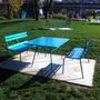 Banc droit Botanique avec table - turquoise